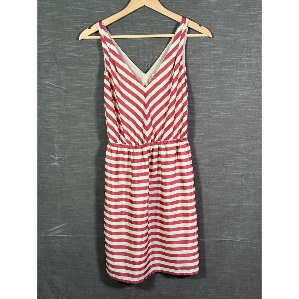 Ann Taylor Loft Women Red White Striped Sleeveless V-Neck Elastic Waist Dress XS - Picture 14 of 14